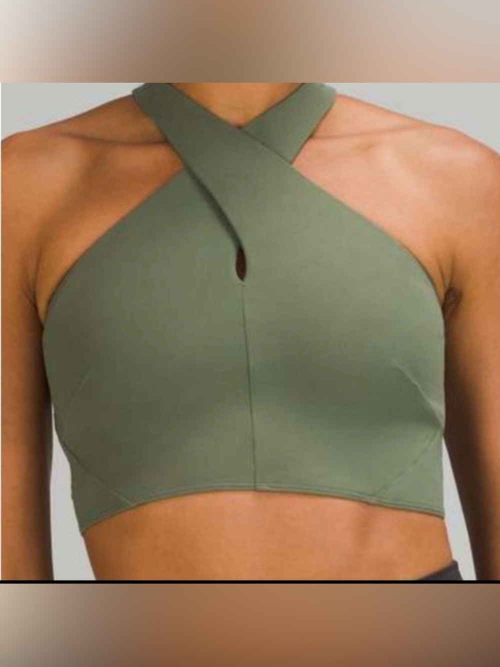 Lululemon Athletica Green Twill Women’s 
Wrap-Front Longline Bra Size 6